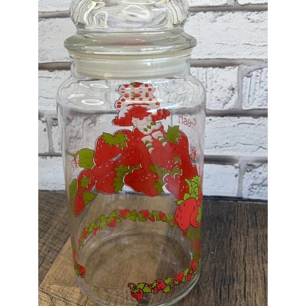 Strawberry Shortcake Glass Canister Jar & Lid 8.5” 1980 Vintage Mint - Picture 5 of 11